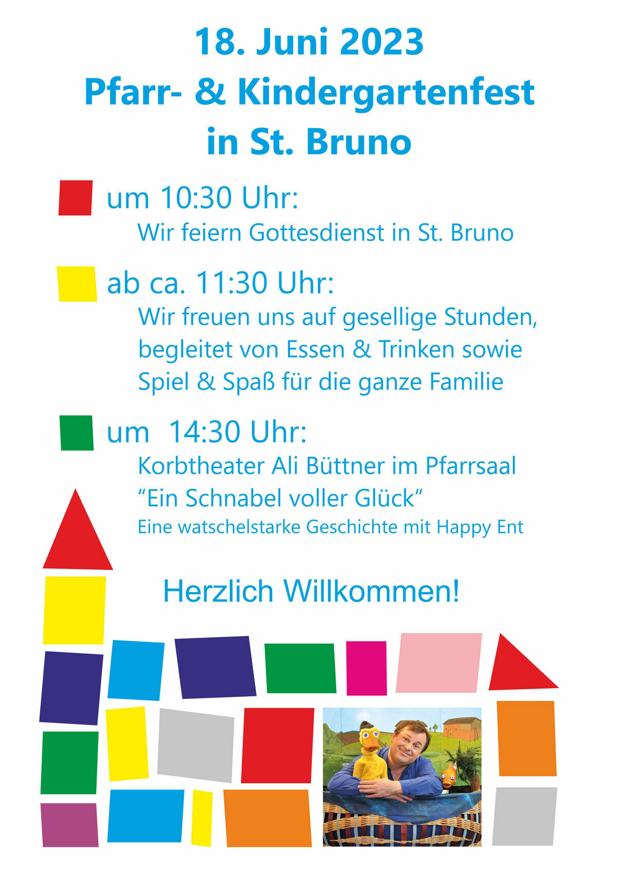 Flyer Pfarr Kindergartenfest 2023 bunt klein